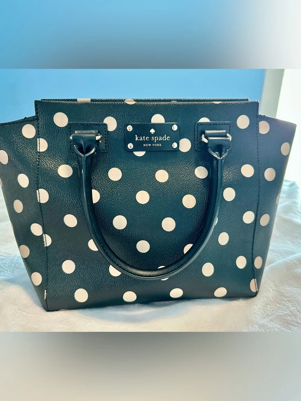 kate spade Camryn Wellesley Black & Cream Polka Dot Handbag W/ Matching Wallet